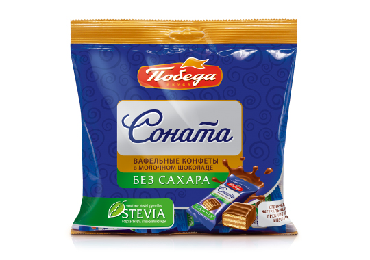 Конфеты Соната вафельные в молочном шоколаде б/сахара пакет, 150 г